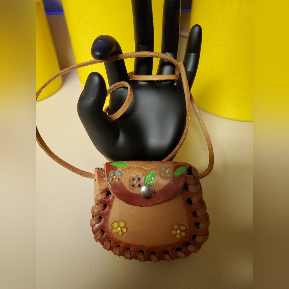 Vintage Handmade Leather Mini Purse